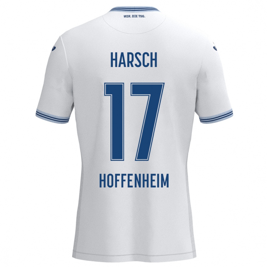 Kids Football Franziska Harsch #17 White Blue Away Jersey 2024/25 T-Shirt Canada