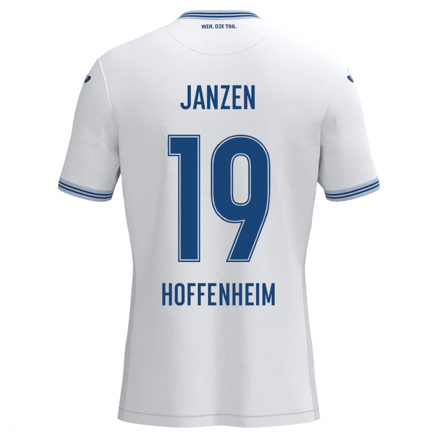 Kids Football Mathilde Janzen #19 White Blue Away Jersey 2024/25 T-Shirt Canada