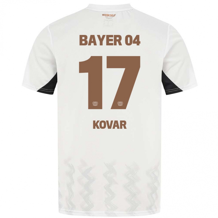 Kids Football Matej Kovar #17 White Black Away Jersey 2024/25 T-Shirt Canada