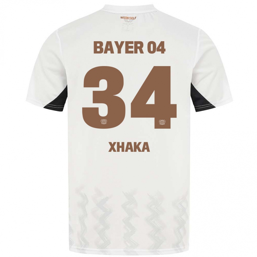 Kids Football Granit Xhaka #34 White Black Away Jersey 2024/25 T-Shirt Canada