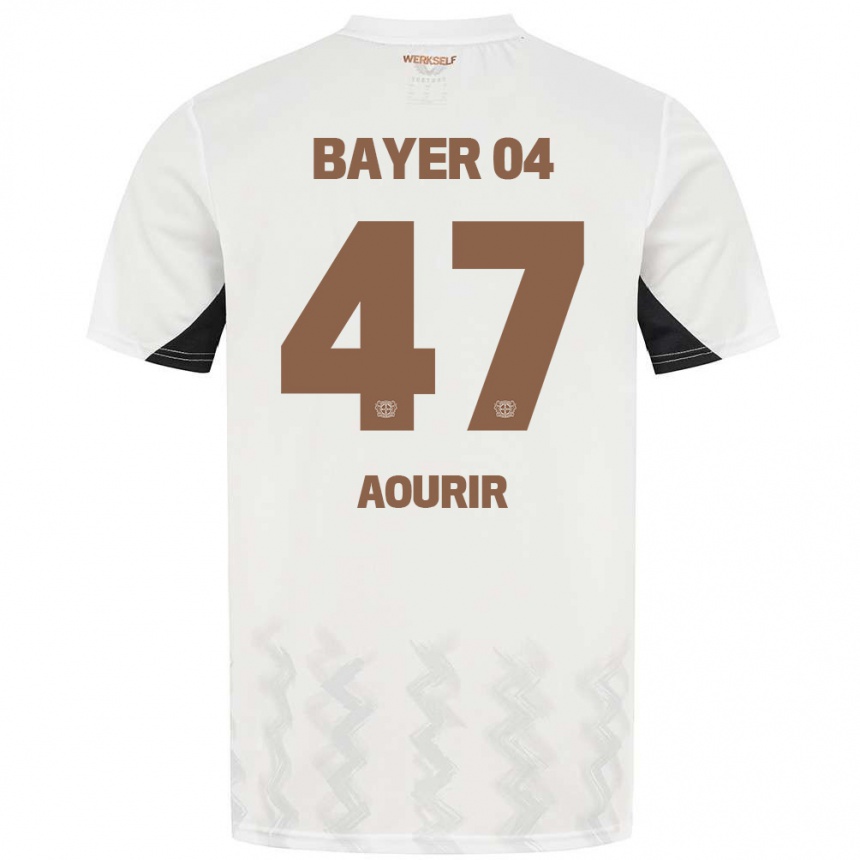 Kids Football Ayman Aourir #47 White Black Away Jersey 2024/25 T-Shirt Canada