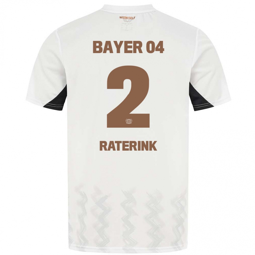 Kids Football Othniël Raterink #2 White Black Away Jersey 2024/25 T-Shirt Canada