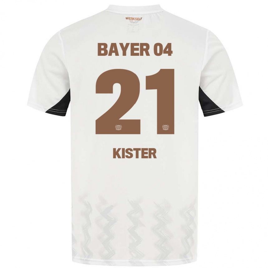 Kids Football Akim Kister #21 White Black Away Jersey 2024/25 T-Shirt Canada