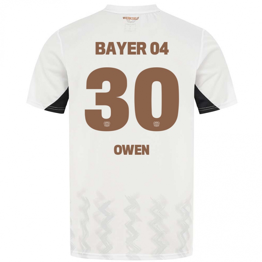 Kids Football Emmanuel Owen #30 White Black Away Jersey 2024/25 T-Shirt Canada