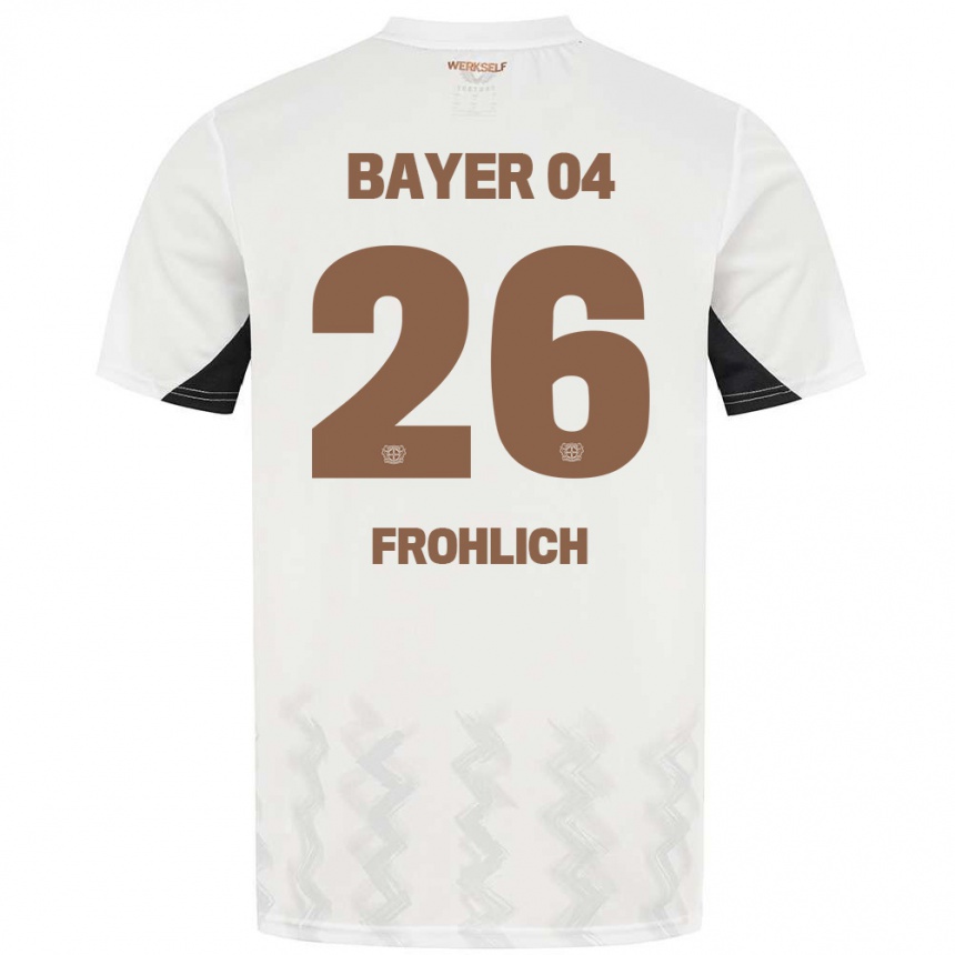 Kids Football Clara Fröhlich #26 White Black Away Jersey 2024/25 T-Shirt Canada