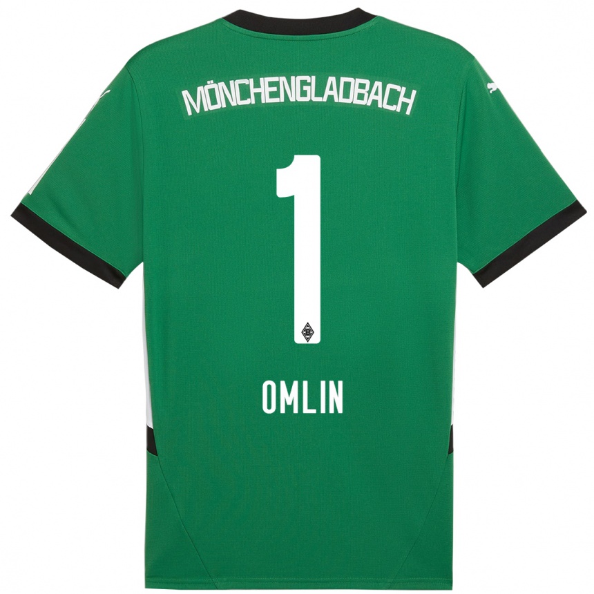 Enfant Football Maillot Jonas Omlin #1 Vert Blanc Tenues Extérieur 2024/25 Canada