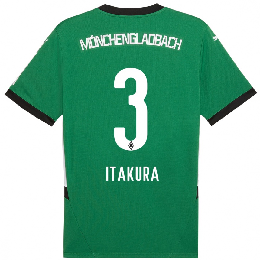 Enfant Football Maillot Ko Itakura #3 Vert Blanc Tenues Extérieur 2024/25 Canada