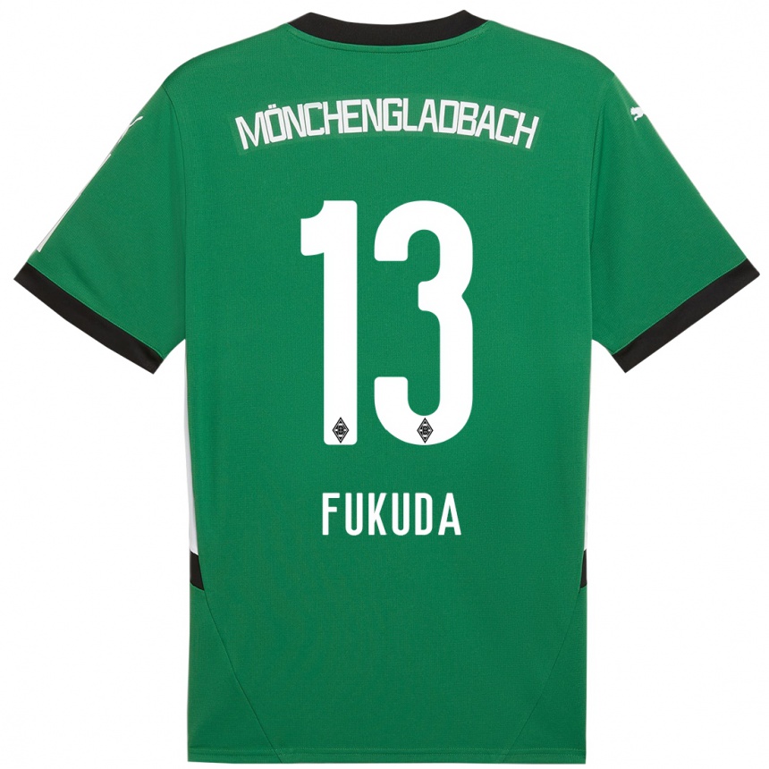 Kids Football Shio Fukuda #13 Green White Away Jersey 2024/25 T-Shirt Canada