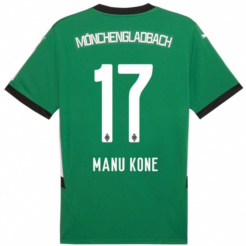 Kids Football Manu Koné #17 Green White Away Jersey 2024/25 T-Shirt Canada