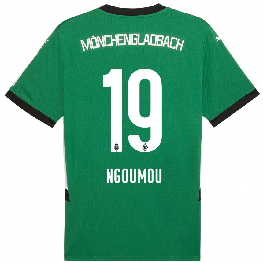 Kids Football Nathan Ngoumou #19 Green White Away Jersey 2024/25 T-Shirt Canada