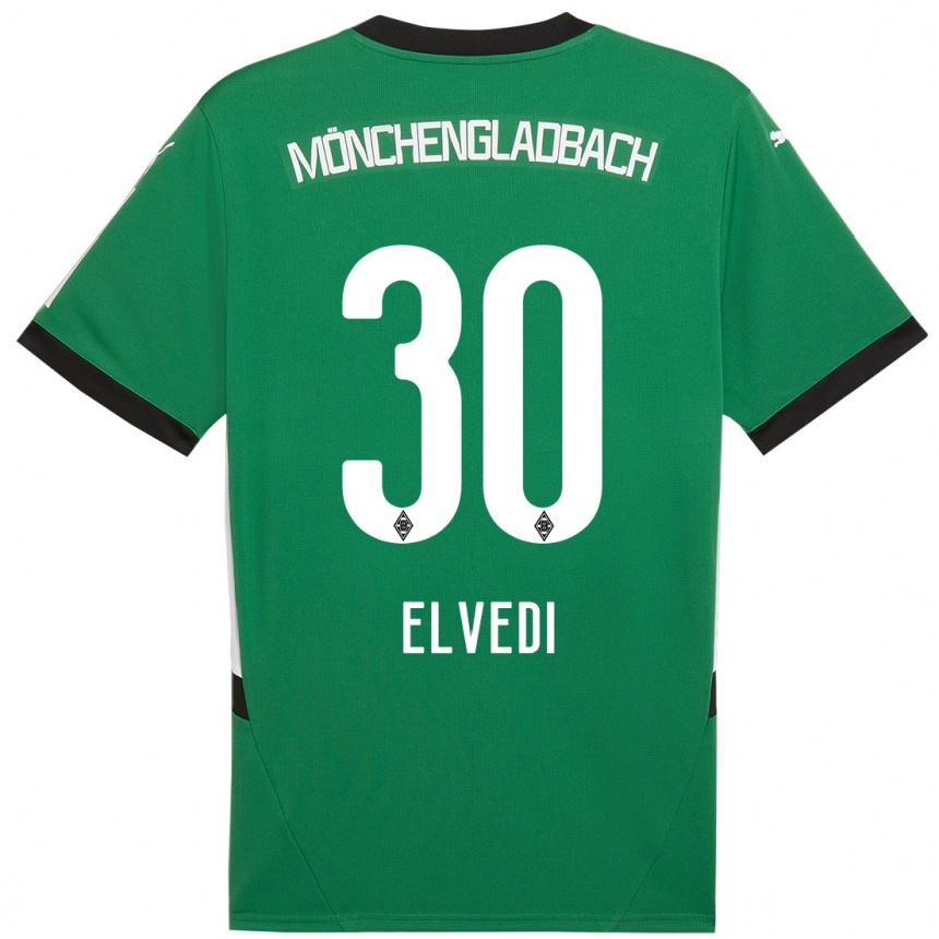 Enfant Football Maillot Nico Elvedi #30 Vert Blanc Tenues Extérieur 2024/25 Canada