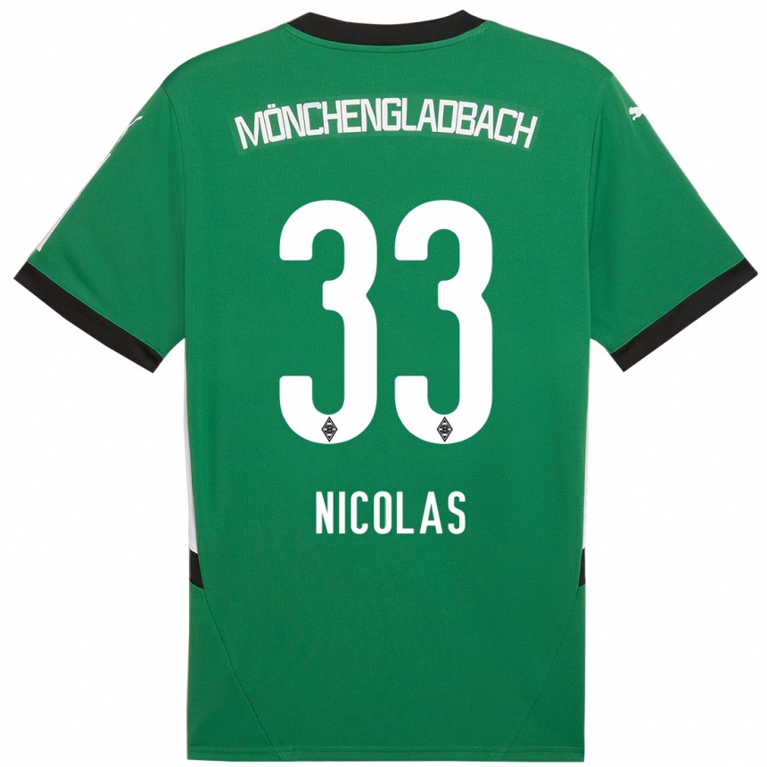 Kids Football Moritz Nicolas #33 Green White Away Jersey 2024/25 T-Shirt Canada