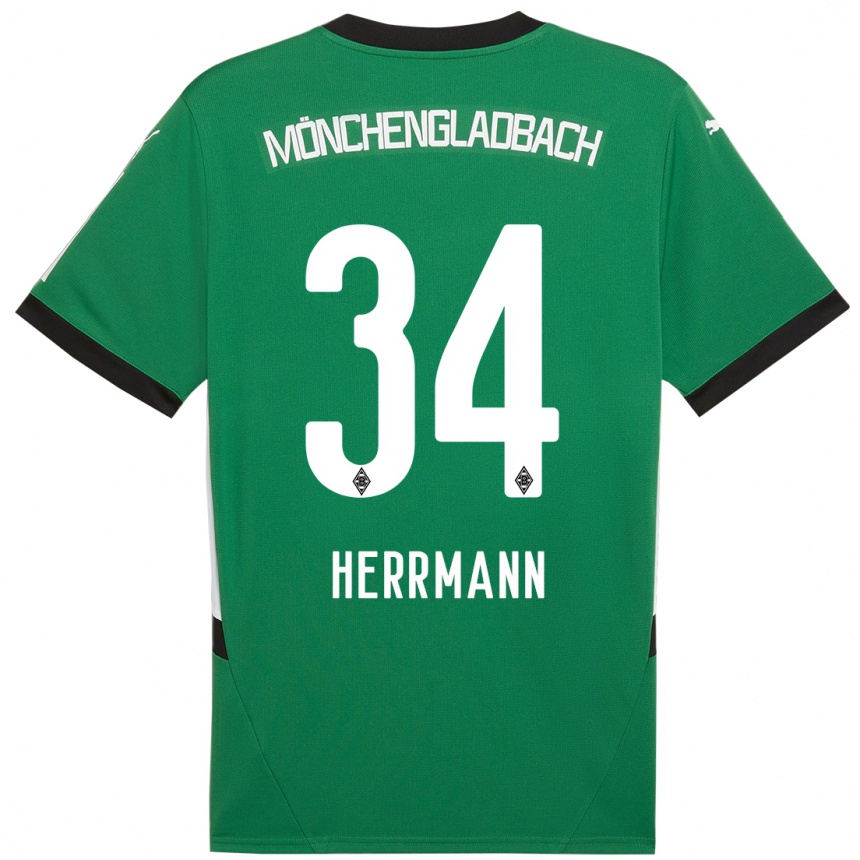 Enfant Football Maillot Charles Herrmann #34 Vert Blanc Tenues Extérieur 2024/25 Canada