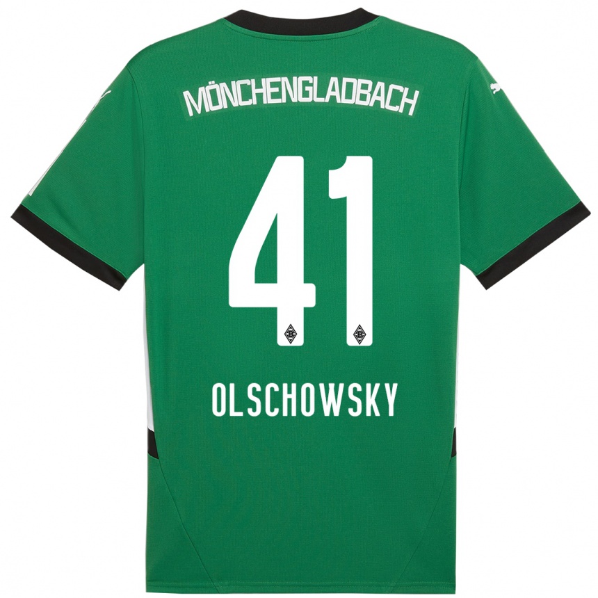 Kids Football Jan Olschowsky #41 Green White Away Jersey 2024/25 T-Shirt Canada