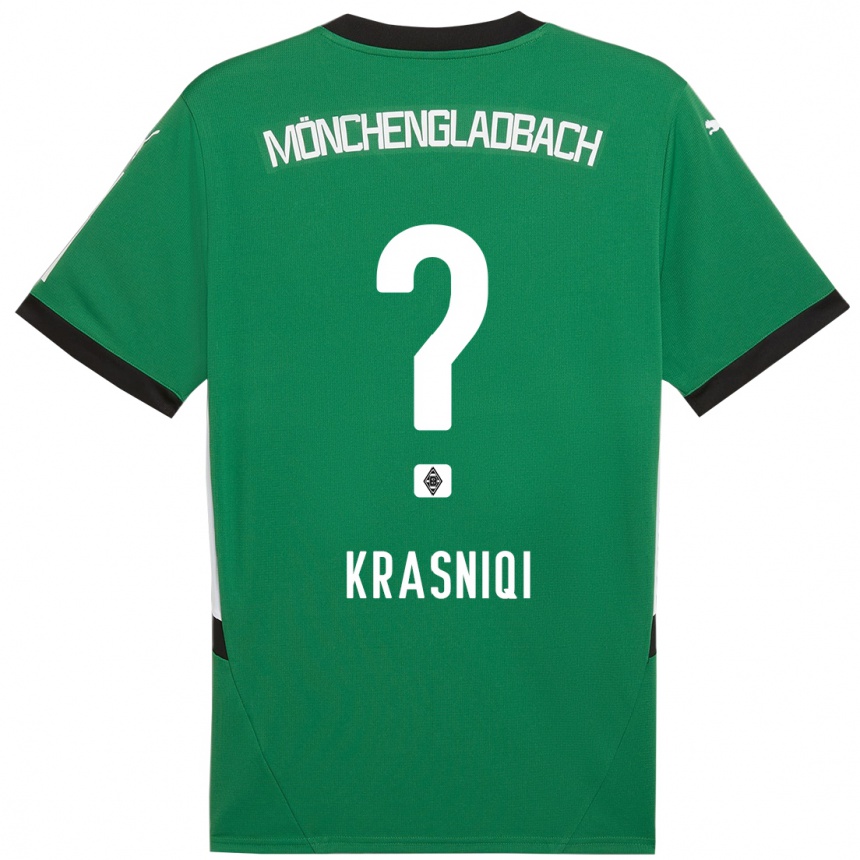 Kids Football Engjell Krasniqi #0 Green White Away Jersey 2024/25 T-Shirt Canada