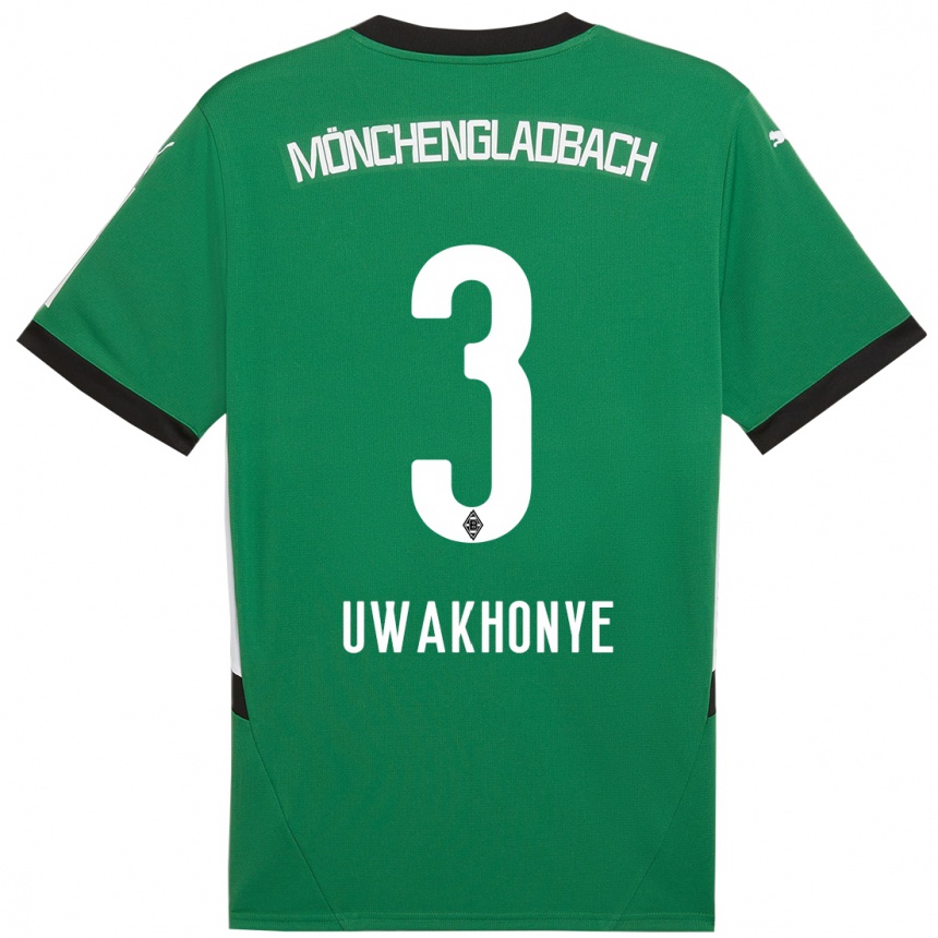 Kids Football Joshua Uwakhonye #3 Green White Away Jersey 2024/25 T-Shirt Canada