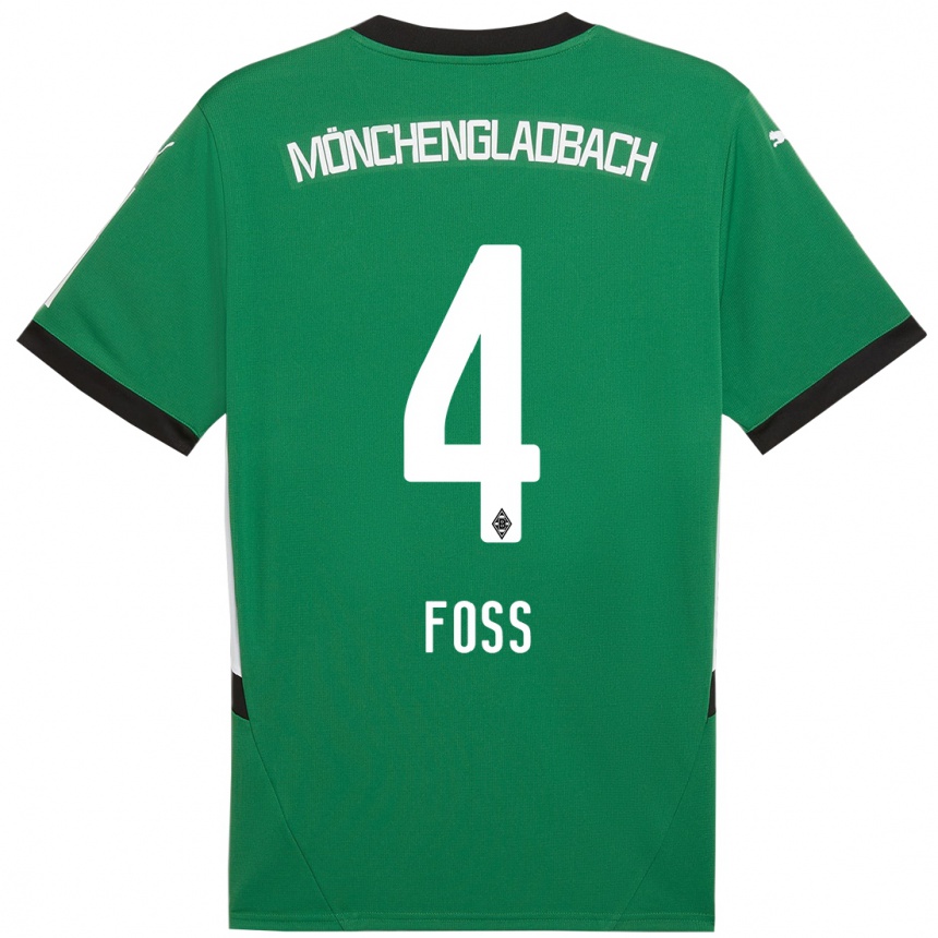 Kids Football Jonathan Foss #4 Green White Away Jersey 2024/25 T-Shirt Canada