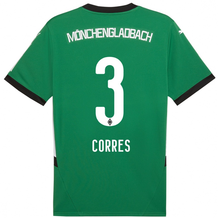 Kids Football Carolin Corres #3 Green White Away Jersey 2024/25 T-Shirt Canada