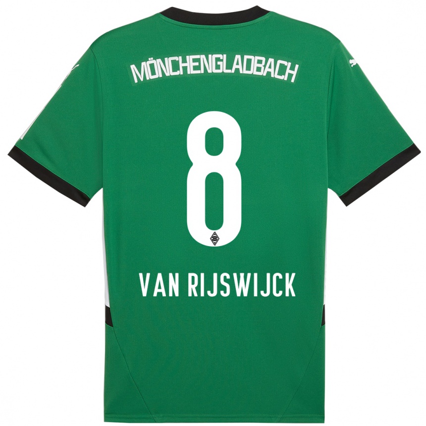 Kids Football Britt Van Rijswijck #8 Green White Away Jersey 2024/25 T-Shirt Canada