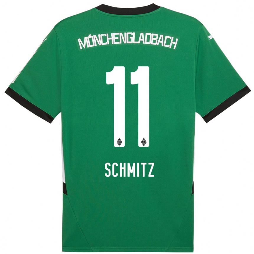 Kids Football Louisa Schmitz #11 Green White Away Jersey 2024/25 T-Shirt Canada