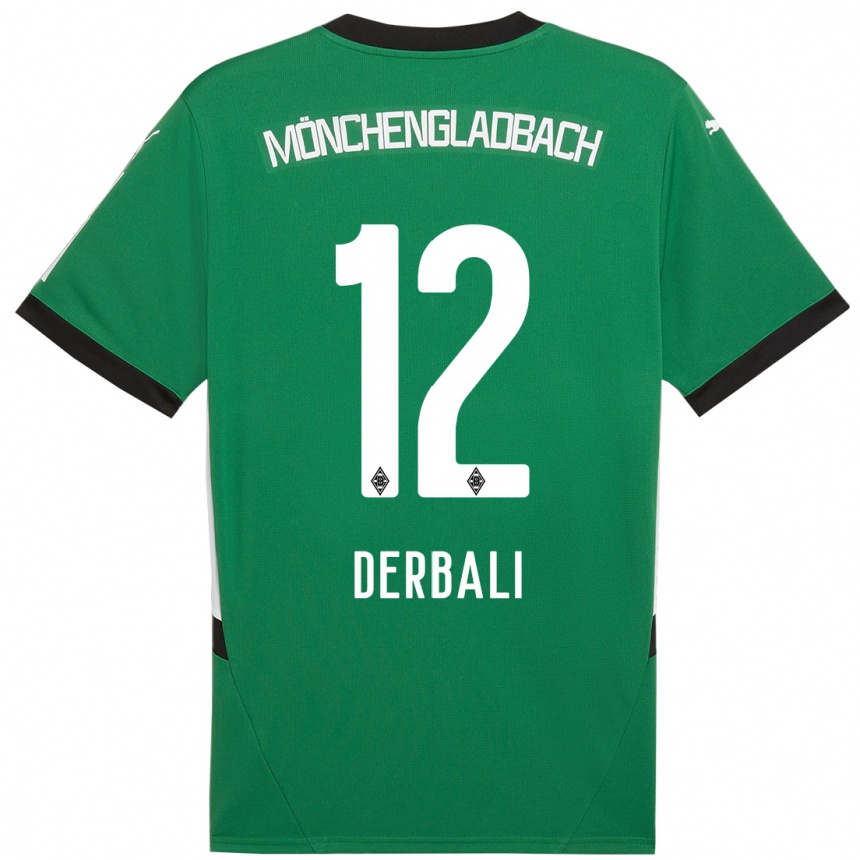 Kids Football Louisa Derbali #12 Green White Away Jersey 2024/25 T-Shirt Canada