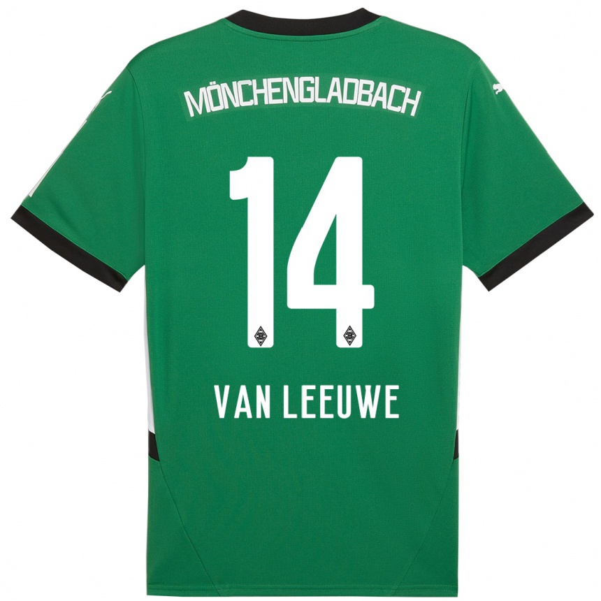 Kids Football Kyra Van Leeuwe #14 Green White Away Jersey 2024/25 T-Shirt Canada