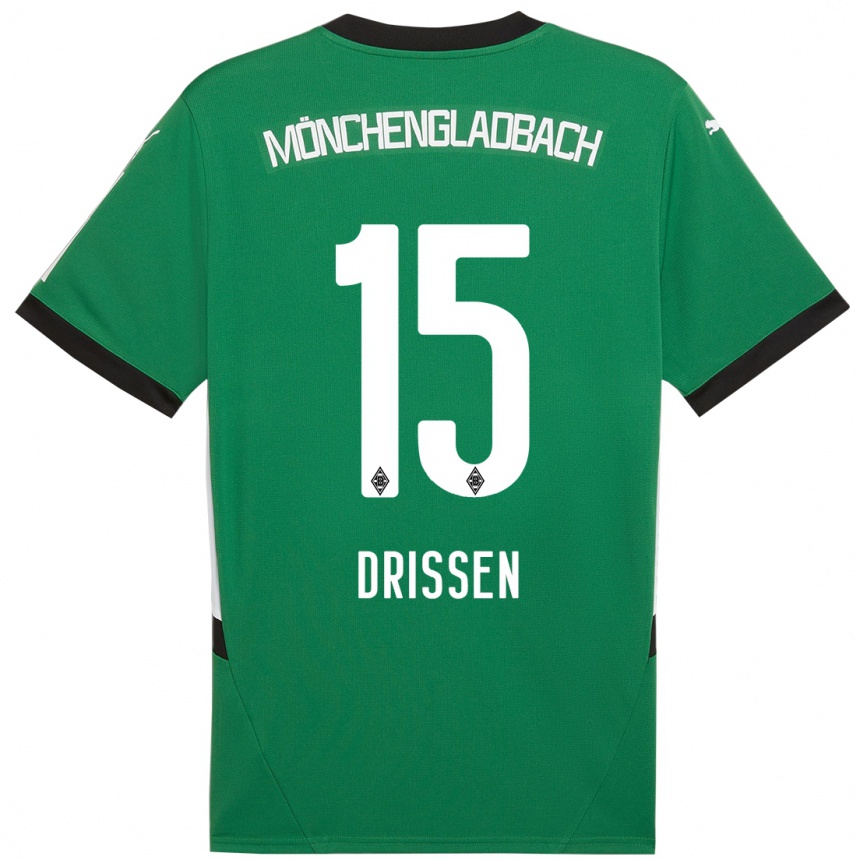 Kids Football Sam Drissen #15 Green White Away Jersey 2024/25 T-Shirt Canada