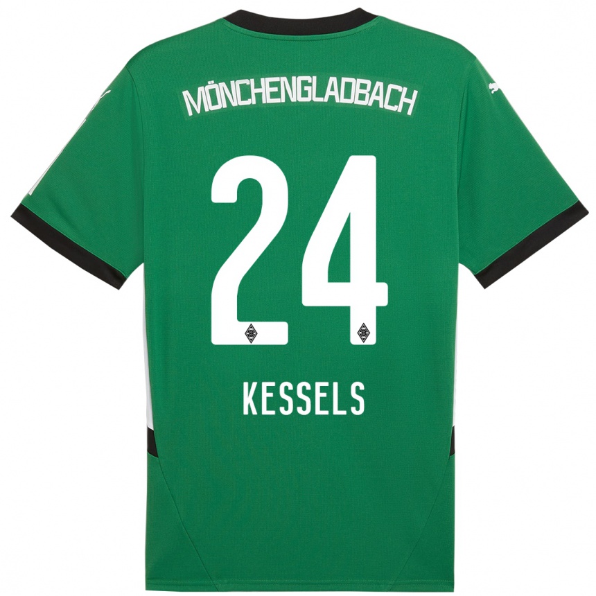 Kids Football Imke Kessels #24 Green White Away Jersey 2024/25 T-Shirt Canada