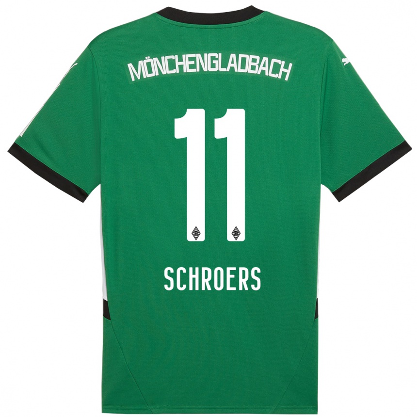 Enfant Football Maillot Mika Schroers #11 Vert Blanc Tenues Extérieur 2024/25 Canada