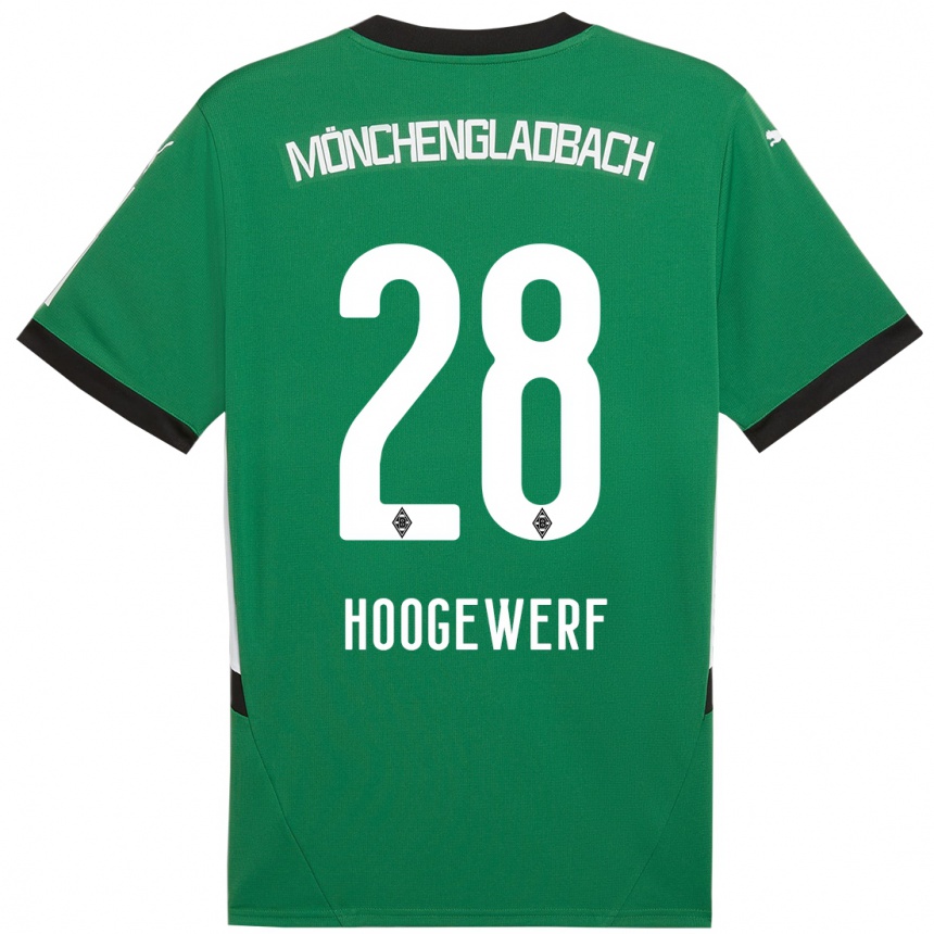 Kids Football Dillon Hoogewerf #28 Green White Away Jersey 2024/25 T-Shirt Canada