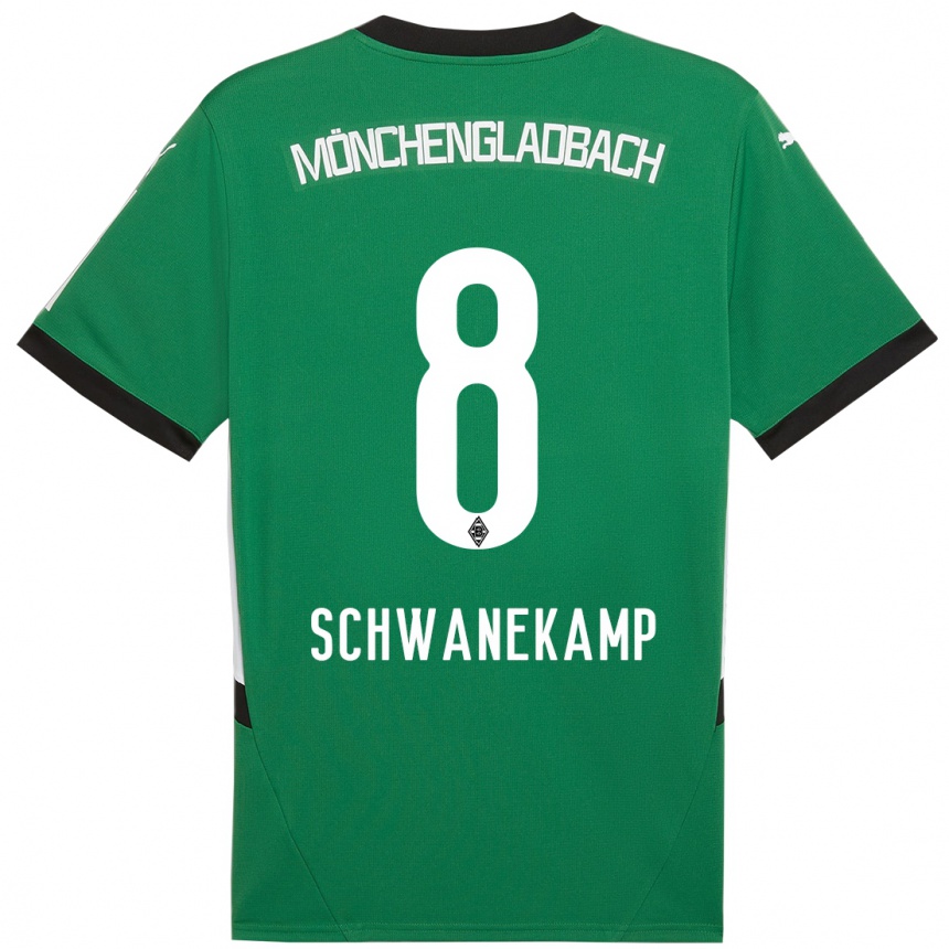 Kids Football Jana Schwanekamp #8 Green White Away Jersey 2024/25 T-Shirt Canada