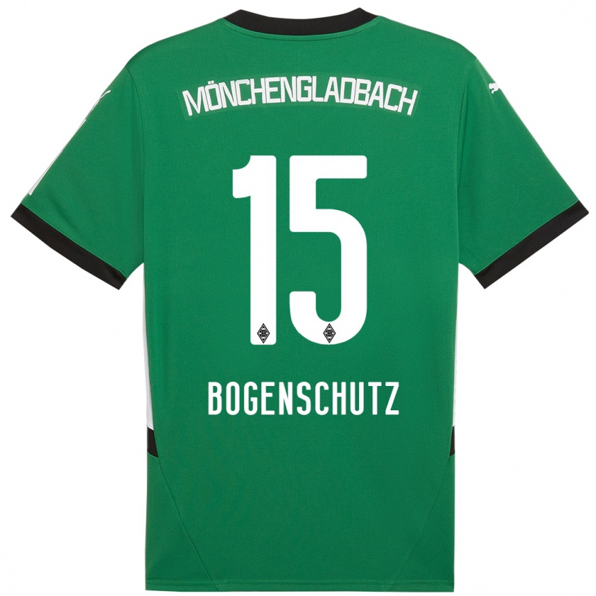 Kids Football Kerstin Bogenschutz #15 Green White Away Jersey 2024/25 T-Shirt Canada