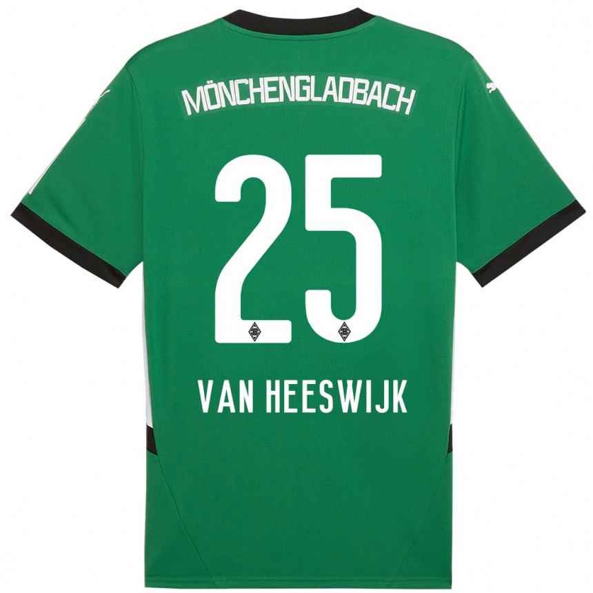 Kids Football Amber Van Heeswijk #25 Green White Away Jersey 2024/25 T-Shirt Canada