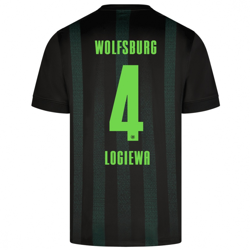 Kids Football Luca Logiewa #4 Dark Green Away Jersey 2024/25 T-Shirt Canada