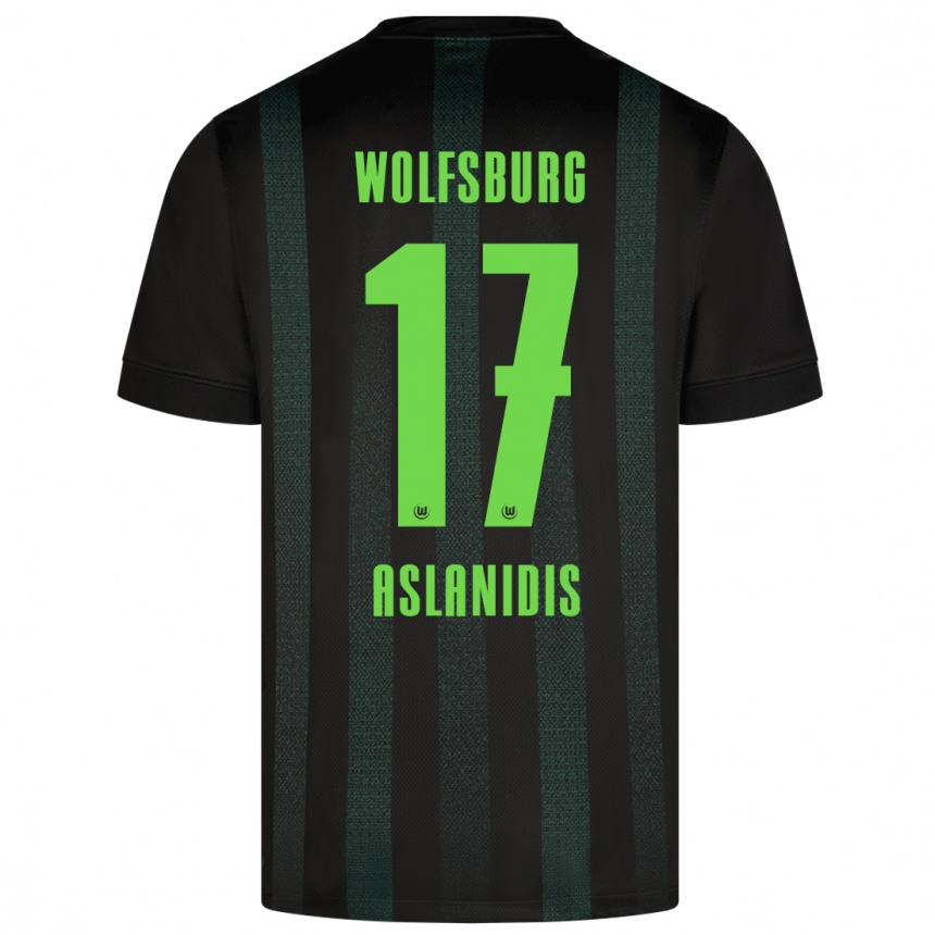 Kids Football Elijas Aslanidis #17 Dark Green Away Jersey 2024/25 T-Shirt Canada