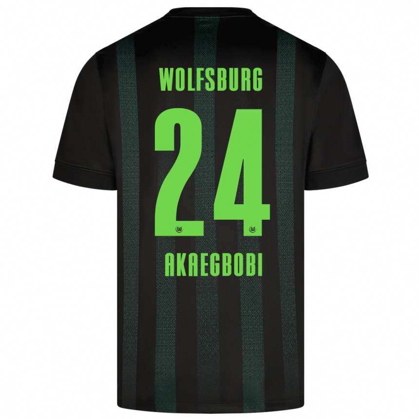 Kids Football Jonathan Akaegbobi #24 Dark Green Away Jersey 2024/25 T-Shirt Canada