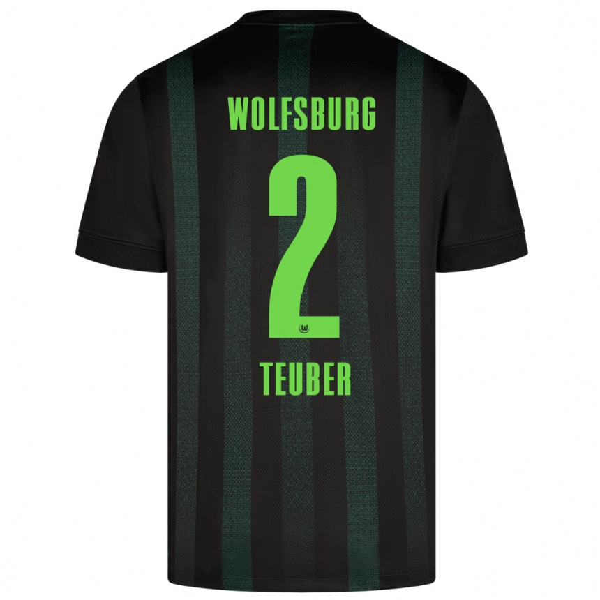 Kids Football Julius Teuber #2 Dark Green Away Jersey 2024/25 T-Shirt Canada