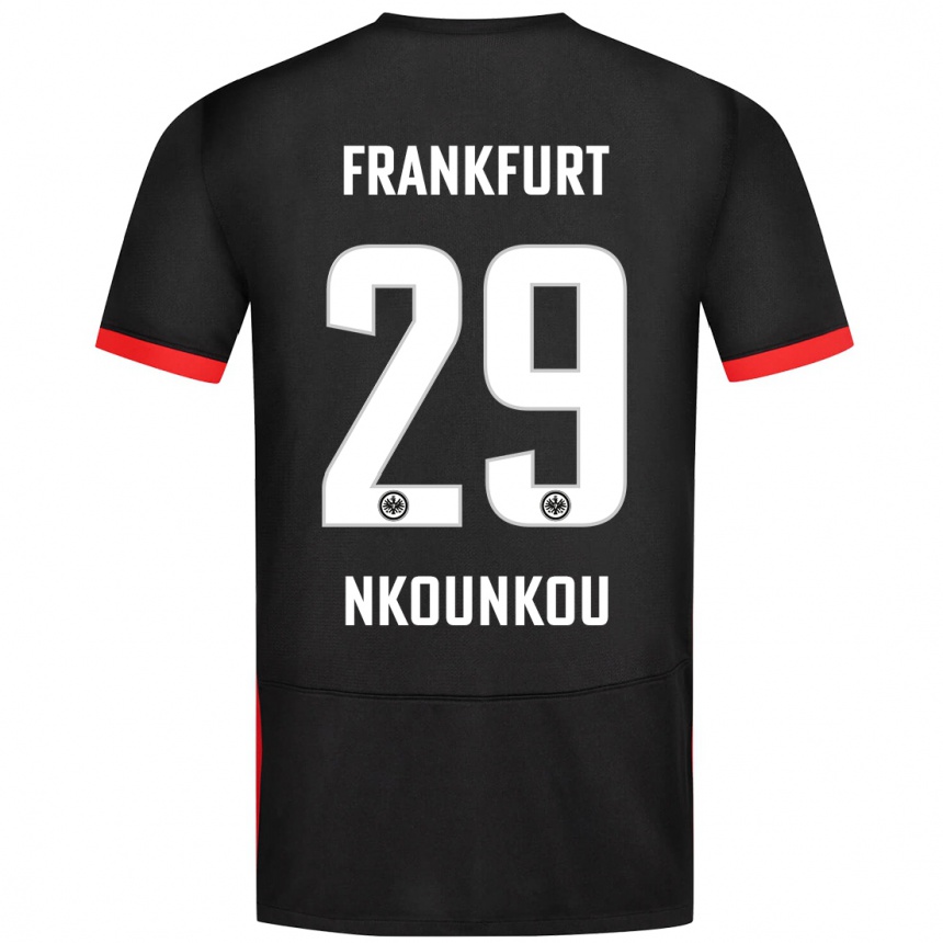 Kids Football Niels Nkounkou #29 Black Away Jersey 2024/25 T-Shirt Canada