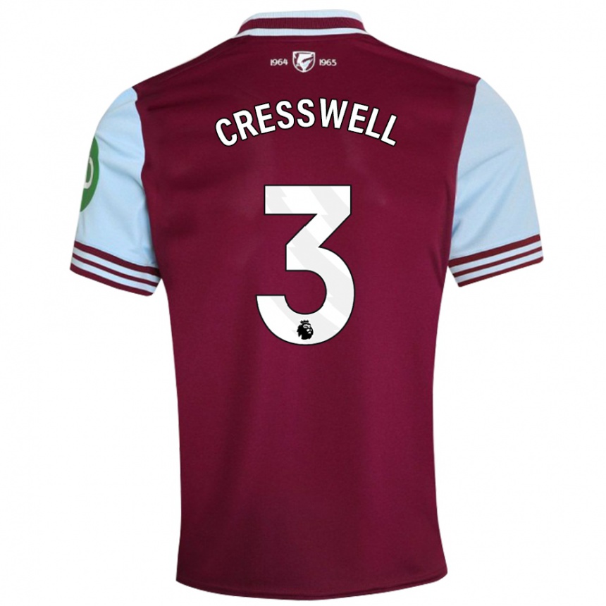 Men Football Aaron Cresswell #3 Dark Red Home Jersey 2024/25 T-Shirt Canada