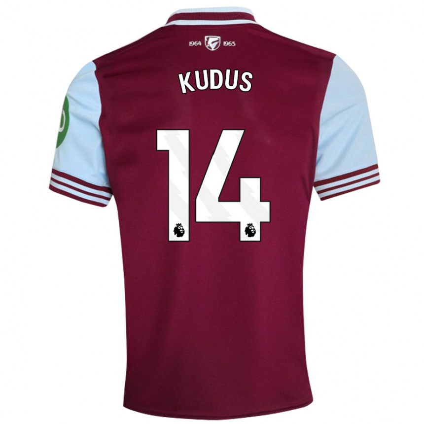 Men Football Mohammed Kudus #14 Dark Red Home Jersey 2024/25 T-Shirt Canada