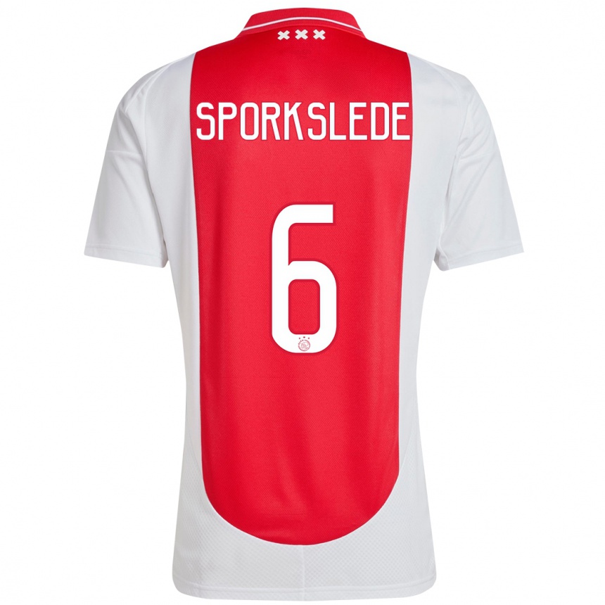 Men Football Fabian Sporkslede #6 Red White Home Jersey 2024/25 T-Shirt Canada