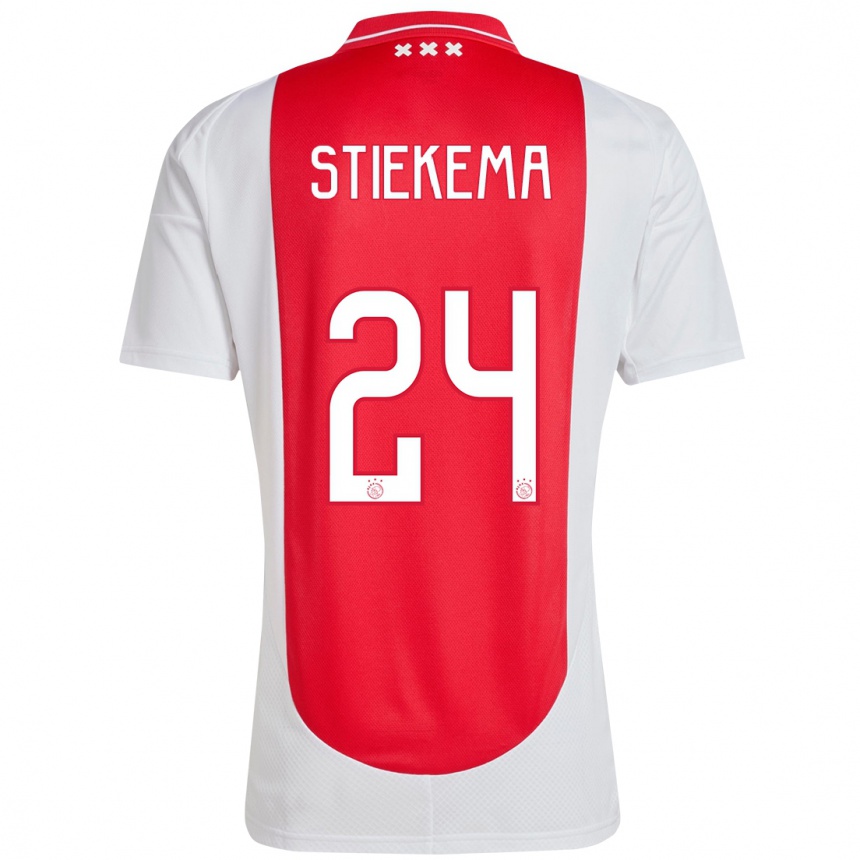 Homme Football Maillot Iris Stiekema #24 Rouge Blanc Tenues Domicile 2024/25 Canada