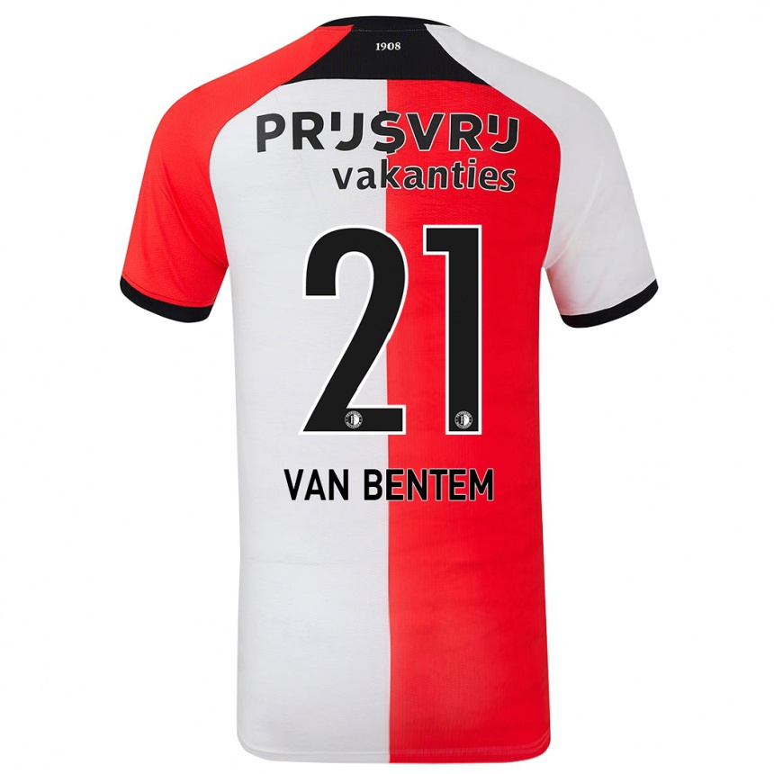 Men Football Tess Van Bentem #21 Red White Home Jersey 2024/25 T-Shirt Canada