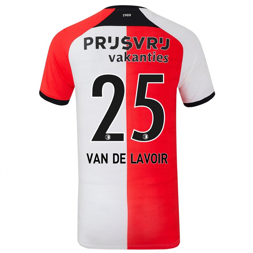 Homme Football Maillot Romeé Van De Lavoir #25 Rouge Blanc Tenues Domicile 2024/25 Canada