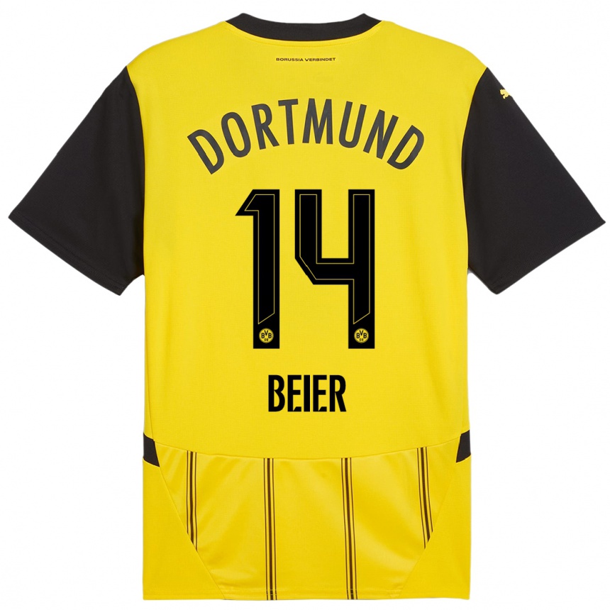 Men Football Maximilian Beier #14 Yellow Black Home Jersey 2024/25 T-Shirt Canada