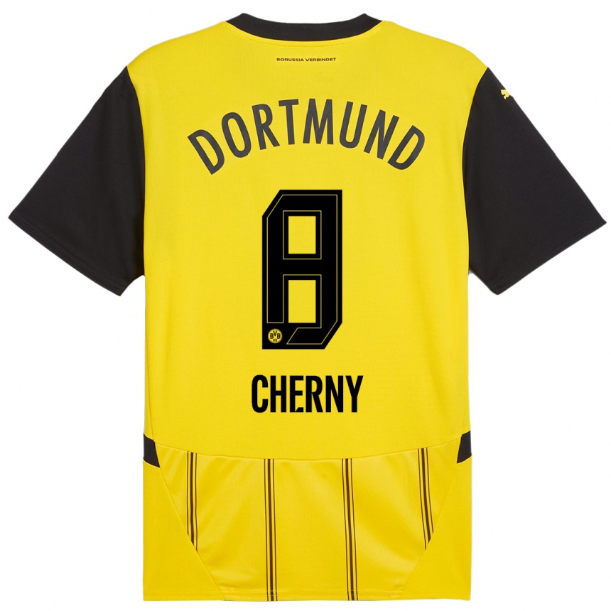 Men Football Nick Cherny #8 Yellow Black Home Jersey 2024/25 T-Shirt Canada