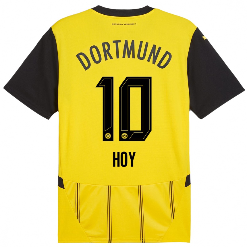 Homme Football Maillot Justin Hoy #10 Jaune Noir Tenues Domicile 2024/25 Canada