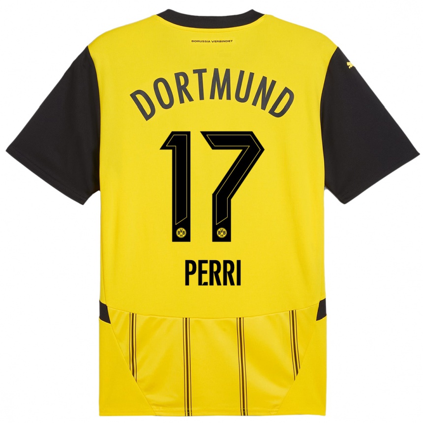 Men Football Luca Perri #17 Yellow Black Home Jersey 2024/25 T-Shirt Canada