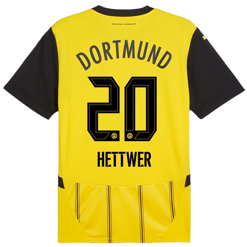 Men Football Julian Hettwer #20 Yellow Black Home Jersey 2024/25 T-Shirt Canada