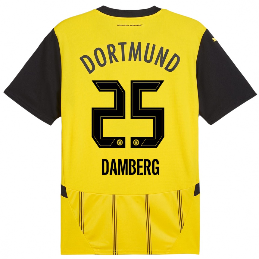 Men Football Niclas Damberg #25 Yellow Black Home Jersey 2024/25 T-Shirt Canada